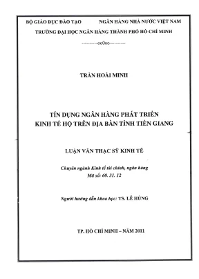 Luận văn thạc sĩ tín dụng ngân hàng phát triển kinh tế hộ trên địa bàn tỉnh tiền giang