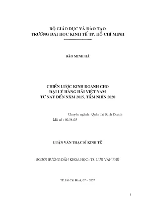 Luận văn thạc sĩ chiến lược kinh doanh cho đại lý hàng hải việt nam từ nay đến năm 2015 tầm nhìn 2020