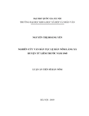 Luận án tiến sĩ nghiên cứu văn bản tục lệ hán nôm làng xã huyện từ liêm trước năm 1945