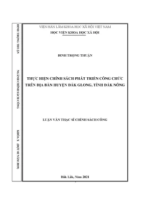 Luận văn thạc sĩ thực hiện chính sách phát triển công chức trên địa bàn huyện đắk glong tỉnh đắk nông