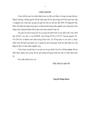 Luận án các nhân tố ảnh hưởng đến chất lượng kiểm toán các ngân hàng do kiểm toán nhà nước thực hiện
