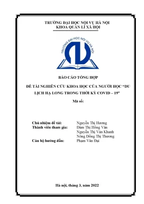 Luận văn tốt nghiệp du lịch ở hạ long trong thời kỳ covid 19 2