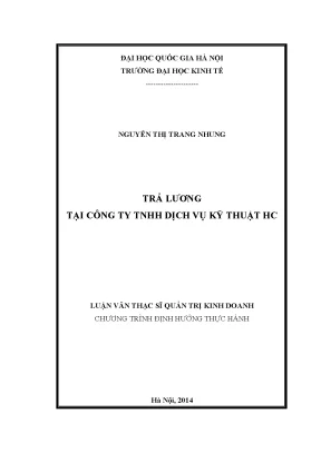 Luận văn thạc sĩ trả lương tại công ty tnhh dịch vụ kỹ thuật hc