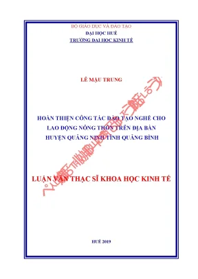Luận văn thạc sĩ hoàn thiện công tác đào tạo nghề cho lao động nông thôn trên địa bàn huyện quảng ninh tỉnh quảng bình min