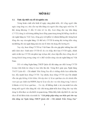 Luận văn tốt nghiệp giải pháp giúp nâng cao hiệu quả cho vay tiêu dùng tại ngân hàng tmcp quân đội chi nhánh trần hưng đạo