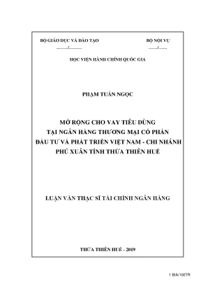 Luận văn thạc sĩ mở rộng cho vay tiêu dùng tại ngân hàng thương mại cổ phần đầu tư và phát triển việt nam chi nhánh phú xuân tỉnh thừa thiên huế