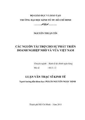 Luận văn thạc sĩ các nguồn tài trợ cho sự phát triển doanh nghiệp nhỏ và vừa việt nam luận văn thạc sĩ