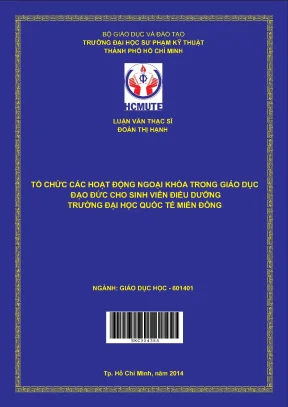 Luận văn thạc sĩ hcmute tổ chức các hoạt động ngoại khóa trong giáo dục đạo đức cho sinh viên điều dưỡng trường đại học quốc tế miền đông