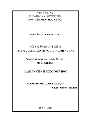 Luận án tiến sĩ đối chiếu ẩn dụ ý niệm trong quảng cáo tiếng việt và tiếng anh