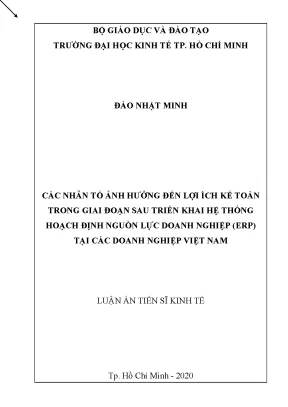 Luận án tiến sĩ các nhân tố ảnh hưởng đến lợi ích kế toán trong giai đoạn sau triển khai hệ thống hoạch định nguồn lực doanh nghiệp erp tại các doanh nghiệp việt nam