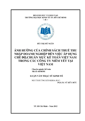 Luận văn thạc sĩ ảnh hưởng của chính sách thuế thu nhập doanh nghiệp đến việc áp dụng chế độ chuẩn mực kế toán việt nam trong các công ty niêm yết tại việt nam