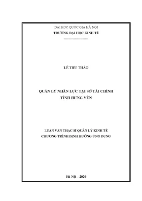 Luận văn thạc sĩ quản lý nhân lực tại sở tài chính tỉnh hưng yên