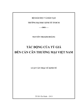 Luận văn thạc sĩ tác động của tỷ giá đến cán cân thương mại việt nam luận văn thạc sĩ