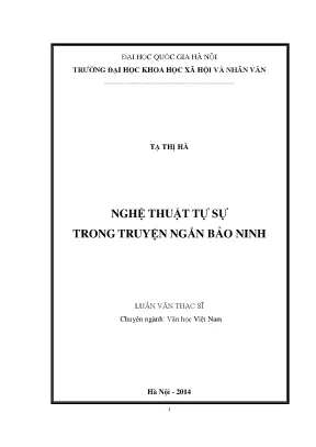 Luận văn thạc sĩ nghệ thuật tự sự trong truyện ngắn bảo ninh