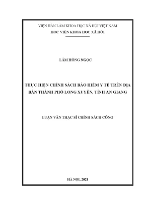 Luận văn thạc sĩ thực hiện chính sách bảo hiểm y tế trên địa bàn thành phố long xuyên tỉnh an giang