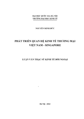 Luận văn thạc sĩ phát triển quan hệ kinh tế thương mại việt nam singapore ths kinh tế