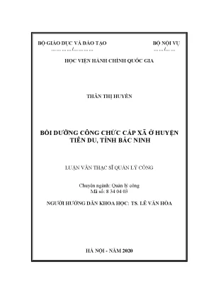 Luận văn thạc sĩ bồi dưỡng công chức cấp xã ở huyện tiên du tỉnh bắc ninh