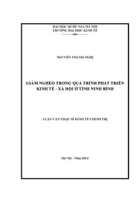 Luận văn thạc sĩ giảm nghèo trong quá trình phát triển kinh tế xã hội ở tỉnh ninh bình chính trị