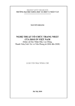 Luận văn thạc sĩ nghệ thuật tổ chức trang nhất của báo in việt nam khảo sát báo nhân dân lao động thanh niên tuổi trẻ và tiền phong từ năm 2006 đến 2008