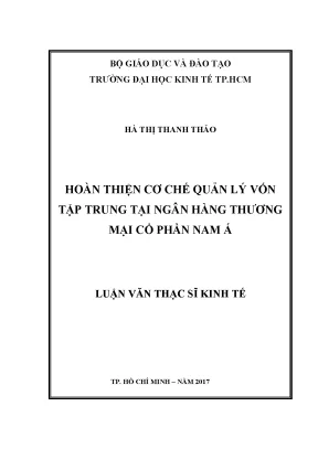 Luận văn thạc sĩ hoàn thiện cơ chế quản lý vốn tập trung tại ngân hàng tmcp nam á