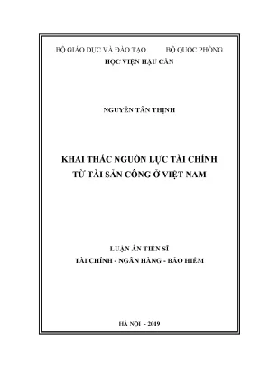Luận án tiến sĩ khai thác nguồn lực tài chính từ tài sản công ở việt nam