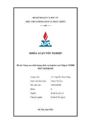 Luận văn tốt nghiệp nâng cao chất lượng dịch vụ logistics tại công ty tnhh mtv sotrans