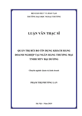 Luận văn thạc sĩ quản trị rủi ro tín dụng tại ngân hàng tmcp đại dương