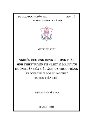 Luận án tiến sĩ nghiên cứu ứng dụng sinh thiết tuyến tiền liệt 12 mẫu dưới hướng dẫn của siêu âm qua trực tràng trong chẩn đoán ung thư tuyến tiền liệt