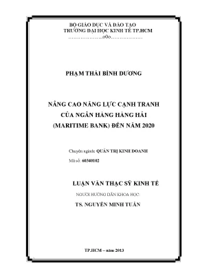 Luận văn thạc sĩ nâng cao năng lực cạnh tranh của ngân hàng hàng hải maritime bank đến năm 2020