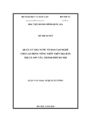 Luận văn thạc sĩ quản lý nhà nước về đào tạo nghề cho lao động nông thôn trên địa bàn thị xã sơn tây thành phố hà nội