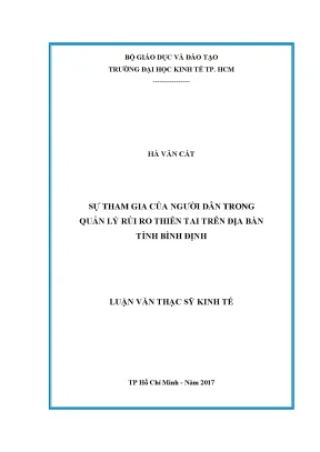 Luận văn thạc sĩ sự tham gia của người dân trong quản lý rủi ro thiên tai trên địa bàn tỉnh bình định