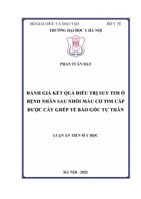 Luận án tiến sĩ đánh giá kết quả điều trị suy tim ở bệnh nhân sau nhồi máu cơ tim cấp được cấy ghép tế bào gốc tự thân