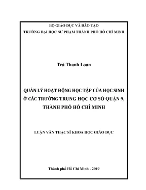 Luận văn thạc sĩ quản lý hoạt động học tập của học sinh ở các trường trung học cơ sở quận 9 thành phố hồ chí minh