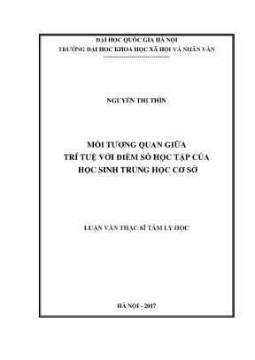 Luận văn thạc sĩ mối tương quan giữa trí tuệ với điểm số học tập của học sinh trung học cơ sở