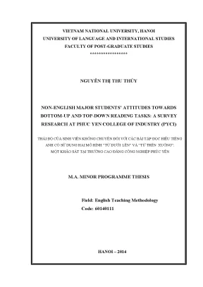 Luận văn thạc sĩ non english major students attitudes towards bottom up and top down reading tasks a survey research at phuc yen college of industry
