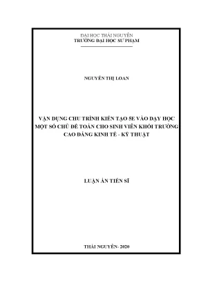 Luận án vận dụng chu trình kiến tạo 5e vào dạy học một số chủ đề toán cho sinh viên khối trường cao đẳng kinh tế kỹ thuật
