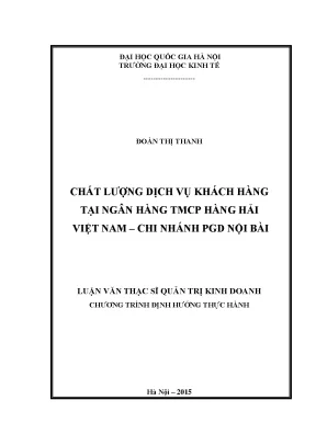 Luận văn thạc sĩ chất lượng dịch vụ khách hàng tại ngân hàng tmcp hàng hải việt nam chi nhánh pgd nội bài