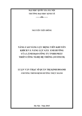 Luận văn thạc sĩ nâng cao năng lực động viên khuyến khích và năng lực gây ảnh hưởng của lãnh đạo công ty tnhh phát triển công nghệ hệ thống systech