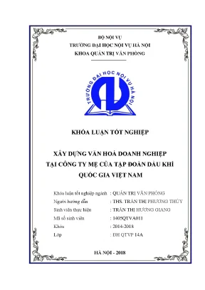 Luận văn tốt nghiệp xây dựng văn hóa doanh nghiệp tại công ty mẹ của tập đoàn dầu khí quốc gia việt nam