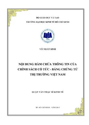 Luận văn thạc sĩ nội dung hàm chứa thông tin của chính sách cổ tức bằng chứng từ thị trường việt nam luận văn thạc sĩ