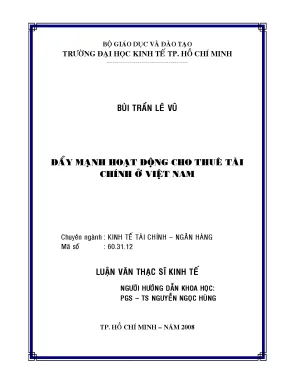 Luận văn thạc sĩ đẩy mạnh hoạt động cho thuê tài chính ở việt nam