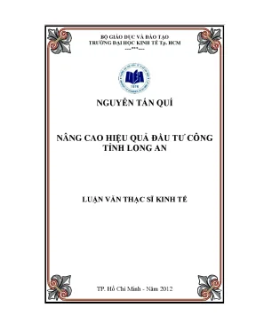 Luận văn thạc sĩ nâng cao hiệu quả đầu tư công tỉnh long an luận văn thạc sĩ