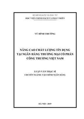 Luận văn thạc sĩ nâng cao chất lượng tín dụng tại ngân hàng thương mại cổ phần công thương việt nam
