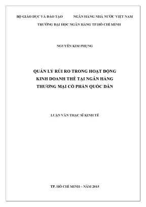 Luận văn thạc sĩ quản lý rủi ro trong hoạt động kinh doanh thẻ tại ngân hàng thương mại cổ phần quốc dân