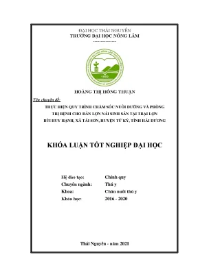 Luận văn tốt nghiệp thực hiện quy trình chăm sóc nuôi dưỡng và phòng trị bệnh trên lợn nái sinh sản tại trại lợn bùi huy hạnh xã tái sơn huyện tứ kỳ tỉnh hải dương