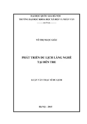 Luận văn thạc sĩ phát triển du lịch làng nghề tại bến tre
