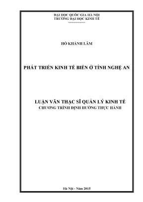 Luận văn thạc sĩ phát triển kinh tế biển ở tỉnh nghệ an
