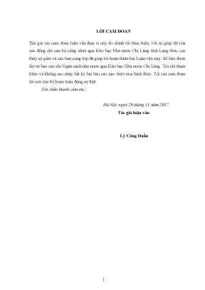 Luận văn thạc sĩ hoàn thiện công tác kiểm soát chi thường xuyên ngân sách nhà nước qua kho bạc nhà nước chi lăng tỉnh lạng sơn