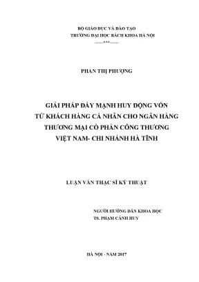 Luận văn tốt nghiệp giải pháp đẩy mạnh huy động vốn từ khách hàng cá nhân cho nhtm cổ phần công thương việt nam chi nhánh hà tĩnh