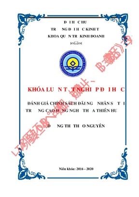 Luận văn tốt nghiệp đánh giá chính sách đãi ngộ nhân sự tại trường cao đẳng nghề thừa thiên huế